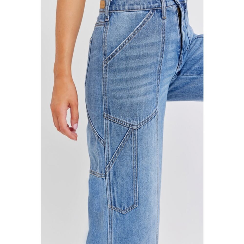 Cello Medium Wash Size 9/29 High Rise Wide Leg Jean with Carpenter Details - Picture 5 of 5
